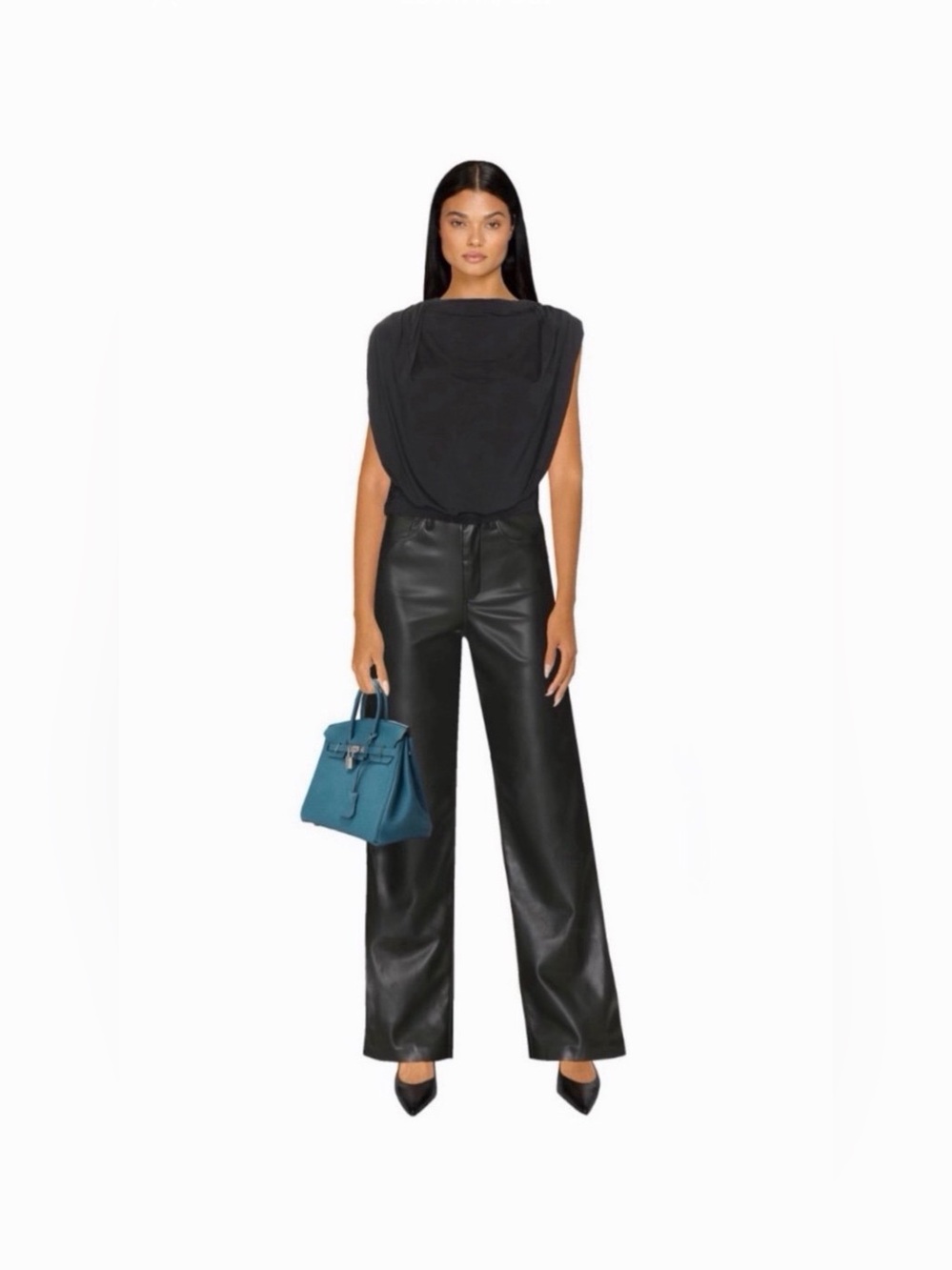 Joe's Jeans Black Faux Leather Wide-Leg Trousers